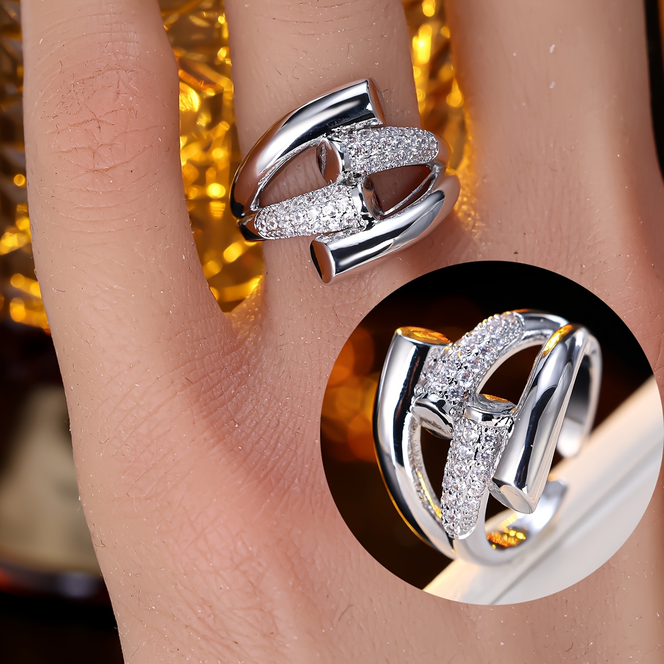 Women's Deconstructed Style Open Ring, Stackable